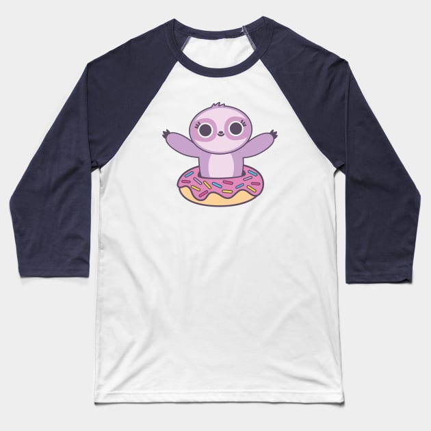 Donut Sloth Baseball T-Shirt by BoredInc